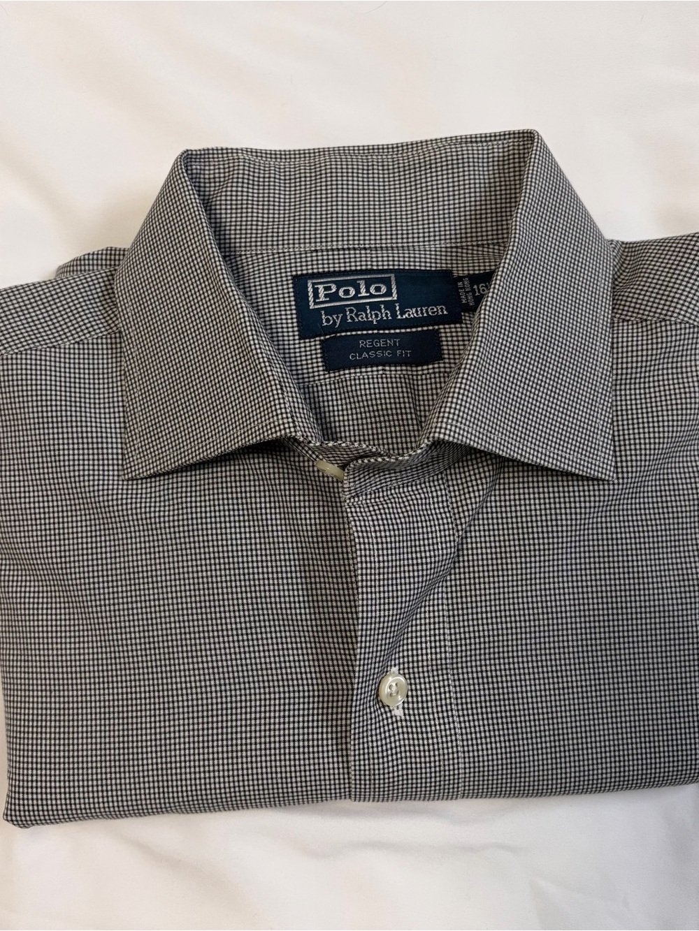 Polo by Ralph Lauren Men's Regent Classic Fit Black White Check Dress Shirt 16.5
